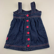Load image into Gallery viewer, Girls Pumpkin Patch, blue denim overalls dress, GUC, size 0, L: 40cm