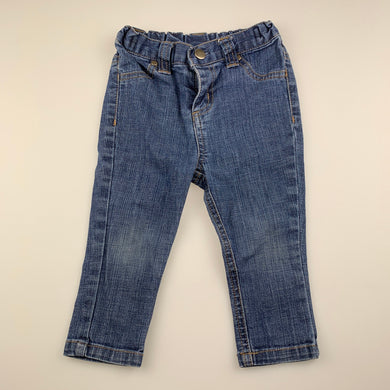 Girls Higgledee, embroidered stretch denim jeans, adjustable, FUC, size 1,  