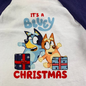 unisex Bluey, stretchy Christmas t-shirt / top, GUC, size 00,  