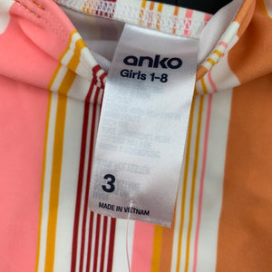 Girls Anko, striped swim one-piece, NEW, size 3,  