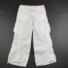 Load image into Gallery viewer, Girls DKNY, white lightweight cotton pants, adjustable, Inside leg: 46cm, EUC, size 5,  