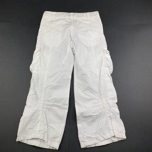 Girls DKNY, white lightweight cotton pants, adjustable, Inside leg: 46cm, EUC, size 5,  