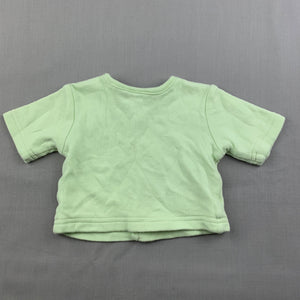 unisex Baby World, green cotton top, bear, FUC, size 00000,  