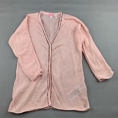 Girls Esprit, pink lightweight knitted cotton cardigan / top, GUC, size 6-7,  