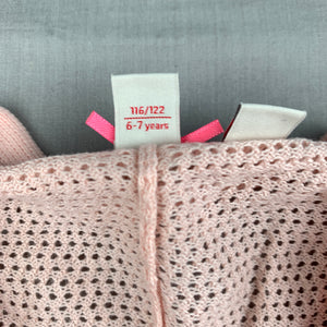 Girls Esprit, pink lightweight knitted cotton cardigan / top, GUC, size 6-7,  