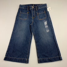 Load image into Gallery viewer, Girls Gap, high rise wide leg cropped denim pants, adjustable, Inside leg: 35.5cm, rise: 19cm, NEW, size 7,  