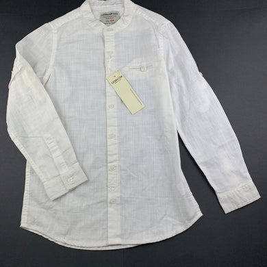Boys LESRVIER, collarless cotton long sleeve shirt, NEW, size 10,  