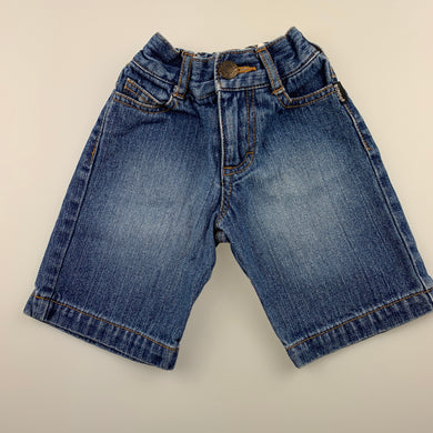 Boys Bonds, blue denim shorts / bottoms, elasticated, Inside leg: 13cm, GUC, size 000,  