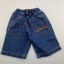 Load image into Gallery viewer, Boys Bonds, blue denim shorts / bottoms, elasticated, Inside leg: 13cm, GUC, size 000,  