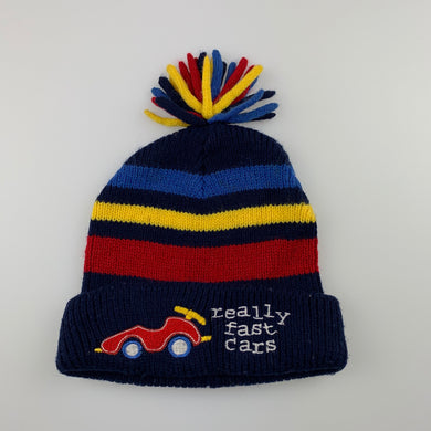 Boys knitted, hat / beanie, racing car, EUC, size 0-2,  