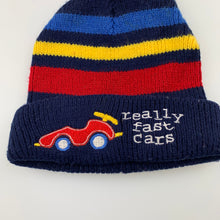 Load image into Gallery viewer, Boys knitted, hat / beanie, racing car, EUC, size 0-2,  
