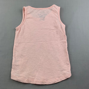 Girls H&T, pink cotton singlet top, unicorns, GUC, size 4,  