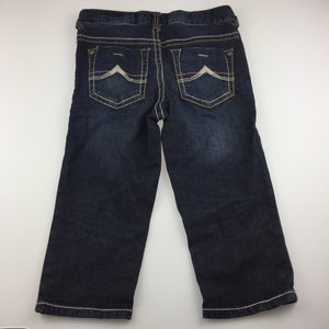 Girls USALL Junior, dark denim cropped jeans, adjustable, (38cm inner leg), GUC, size 8