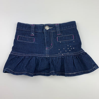 Girls MK Mini, blue stretch denim skirt, W: 49 cm, GUC, size 2,  