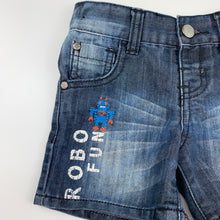 Load image into Gallery viewer, Boys Fun Spirit, dark denim shorts adjustable, robots, FUC, size 1,  