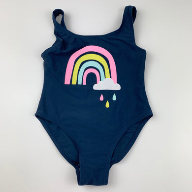 Girls Kids & Co, navy swim one-piece, rainbow, EUC, size 2,  