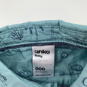 Boys Anko, cotton short sleeve shirt, tortoise, EUC, size 000,  