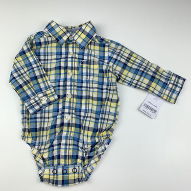 Boys Carters, cotton shirt all, romper, NEW, size 3 months,  