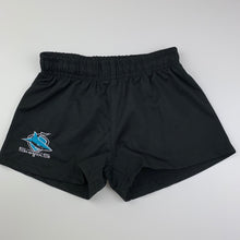 Load image into Gallery viewer, unisex NRL Official, Cronulla Sharks lightweight shorts, elasticated, GUC, size 5,  