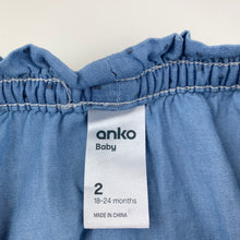 Load image into Gallery viewer, Girls Anko, blue chambray cotton shirt, elasticated, GUC, size 2,  