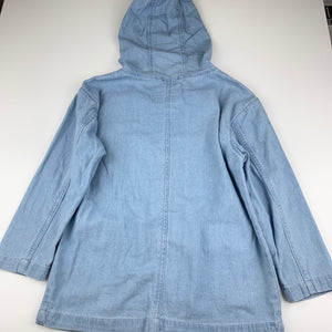 unisex Cotton On, blue chambray cotton lightweight jacket, coat, small pink mark on front, FUC, size 7-8,  