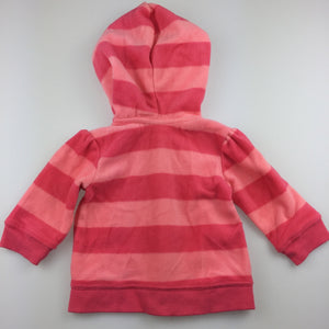 Girls Tiny Little Wonders, pink fleece zip-up hooded jacket, GUC, size 00