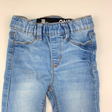 Load image into Gallery viewer, Girls Cotton On, blue stretch denim leggings, jeggings, elasticated, FUC, size 1,  