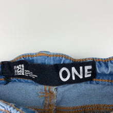 Load image into Gallery viewer, Girls Cotton On, blue stretch denim leggings, jeggings, elasticated, FUC, size 1,  