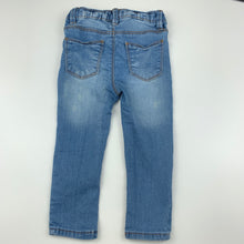 Load image into Gallery viewer, Girls Cotton On, blue stretch denim leggings, jeggings, elasticated, FUC, size 1,  