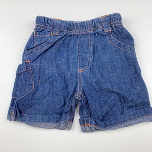Boys Baby Baby, blue lightweight denim shorts, elasticated, GUC, size 0,  