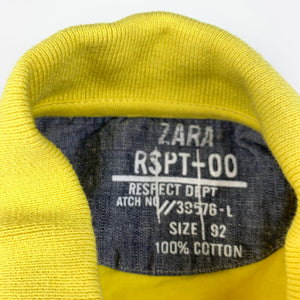 Boys Zara, yellow cotton long sleeve polo top, GUC, size 2,  