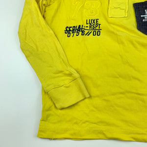 Boys Zara, yellow cotton long sleeve polo top, GUC, size 2,  