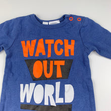 Load image into Gallery viewer, Boys Dymples, blue cotton romper, watch out world, EUC, size 0000,  
