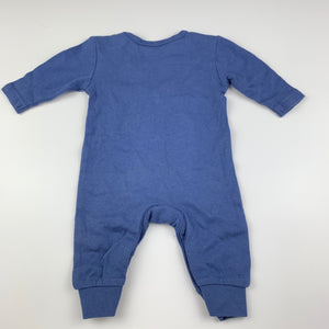 Boys Dymples, blue cotton romper, watch out world, EUC, size 0000,  