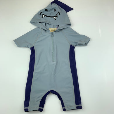 Boys Lily & Dan, grey all in one rashie suit, monster, FUC, size 00,  