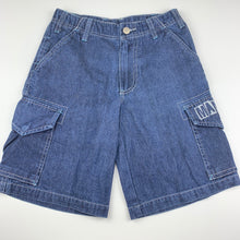 Load image into Gallery viewer, Boys Mango, blue denim cargo shorts, W: 60 cm, GUC, size 7,  