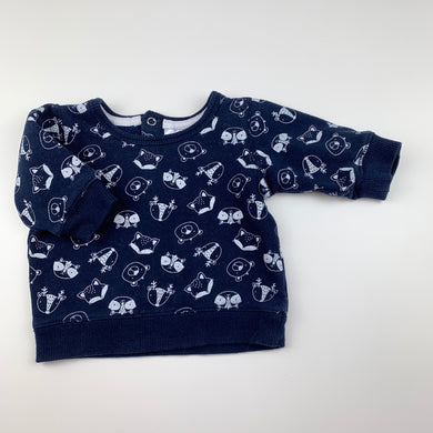Boys Sprout, navy fleece lined sweater, jumper, GUC, size 0000,  