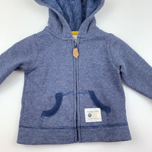 Load image into Gallery viewer, Boys Carters, blue stripe fleece lined zip hoodie sweater, EUC, size 00,  