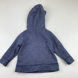 Boys Carters, blue stripe fleece lined zip hoodie sweater, EUC, size 00,  