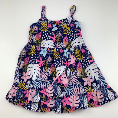 Girls Target, cotton lined linen blend floral dress, EUC, size 1, L:  47 cm