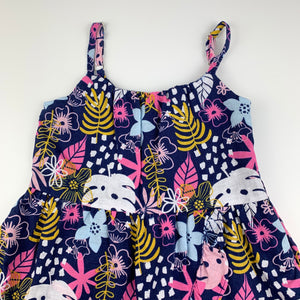 Girls Target, cotton lined linen blend floral dress, EUC, size 1, L:  47 cm