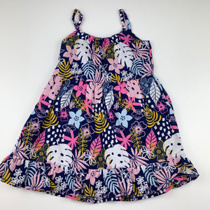 Girls Target, cotton lined linen blend floral dress, EUC, size 1, L:  47 cm