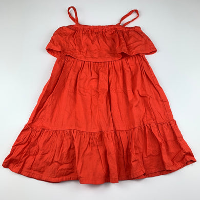 Girls Anko, orange cotton casual summer dress, EUC, size 4, L:  54 cm