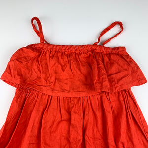 Girls Anko, orange cotton casual summer dress, EUC, size 4, L:  54 cm