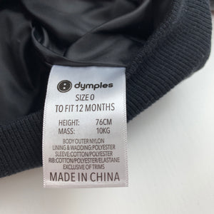 Boys Dymples, lightly wadded zip up jacket, coat, GUC, size 0,  