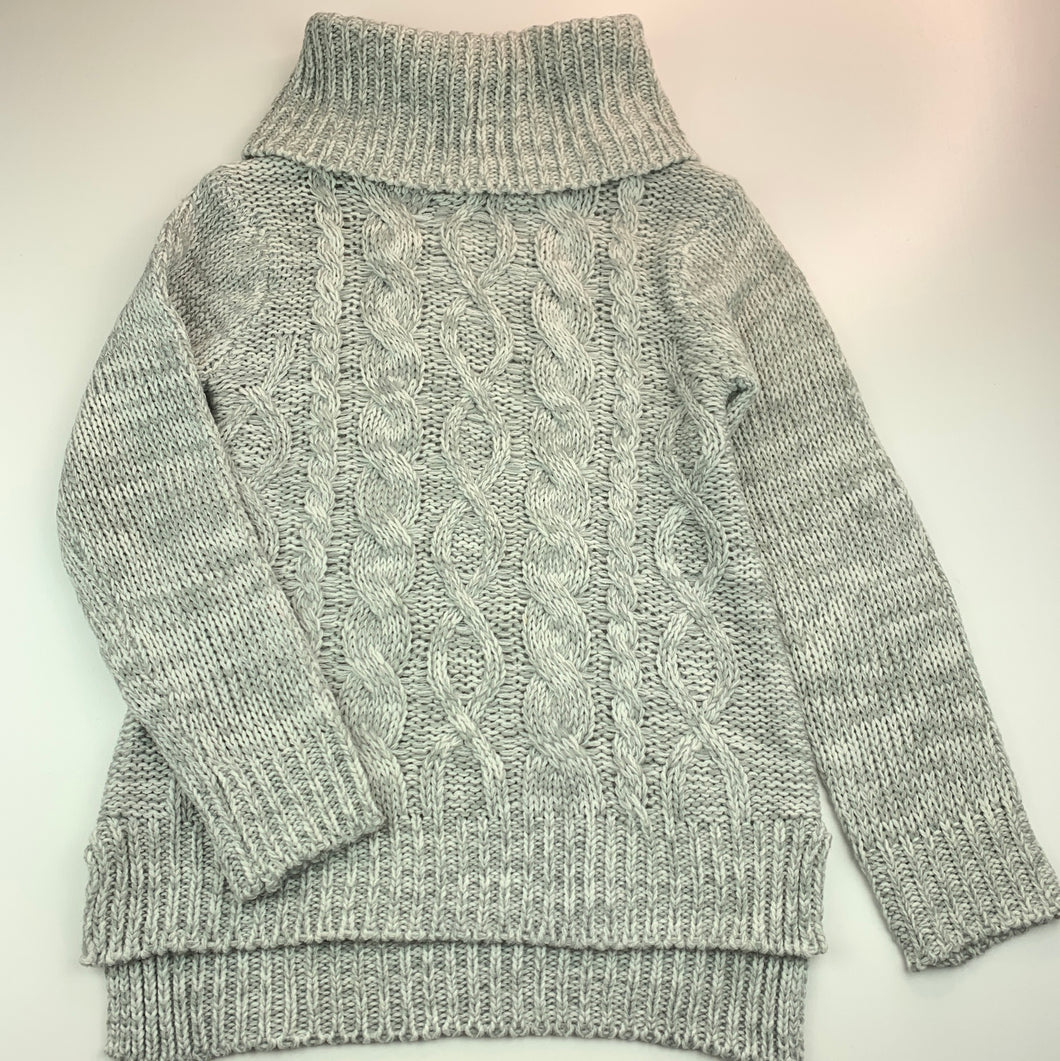 Girls Anko, grey knitted sweater, jumper, GUC, size 8,  