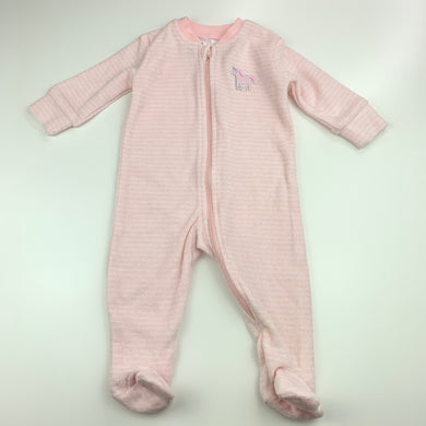 Girls Anko, pink stripe Terry zip romper, Unicorn, EUC, size 000,  
