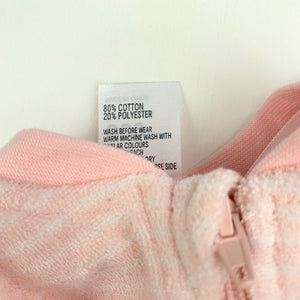 Girls Anko, pink stripe Terry zip romper, Unicorn, EUC, size 000,  