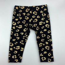 Load image into Gallery viewer, Girls Baby Berry, black and gold stretchy leggings, GUC, size 00,  