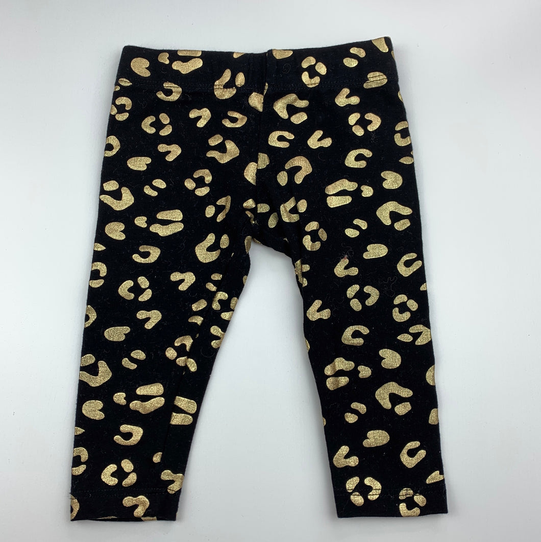 Girls Baby Berry, black and gold stretchy leggings, GUC, size 00,  